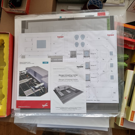 Herpa 1/500 Scale Beluga Unloading Centre - cardboard construction set, baseplate included - Chester Model Centre
