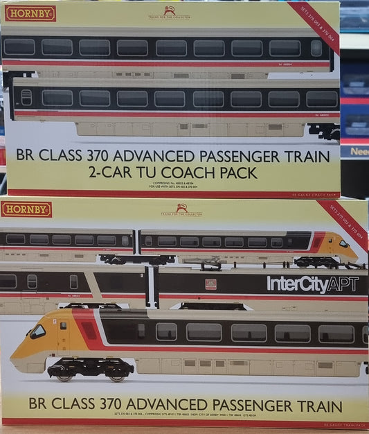 SALE - Hornby R3873 BR, Class 370 Advanced Passenger Train, Set 370 003 and 370 004, 5-car pack Plus R40013 2 APT Coach pack - Chester Model Centre