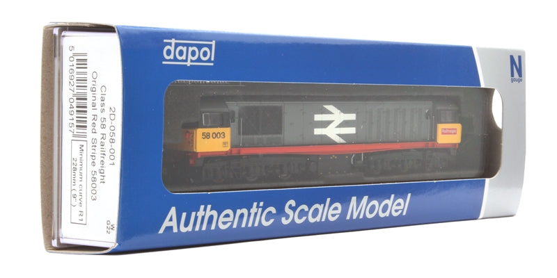 2D-058-001 N Gauge Class 58 Railfreight Original Red Stripe 58003 - Chester Model Centre
