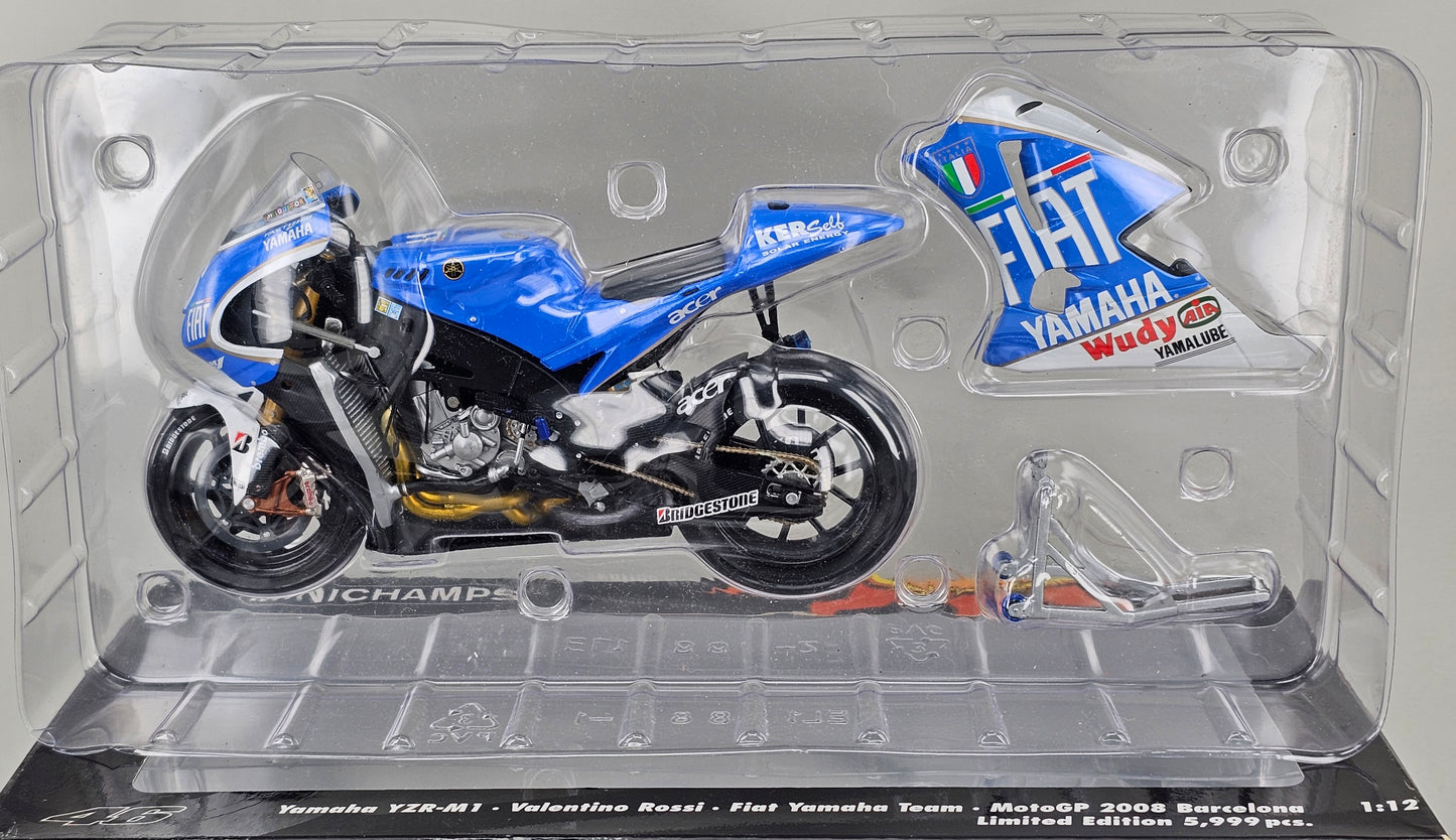 MINICHAMPS 122 083096 1/12 Scale Die-Cast YAMAHA YZR-M1 Valentino Rossi Fiat Yamaha Team MotoGP Barcelona 2008 - Chester Model Centre