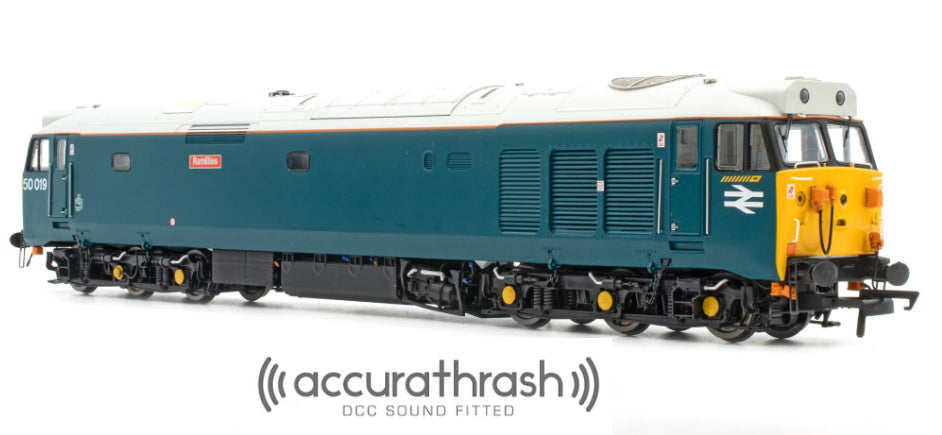ACCURASCALE ACC2391-DCC BR Class 50 Locomotive 50019 RAMILLIES Laira Blue Era 8 (Accurathrash DCC Sound Fitted)