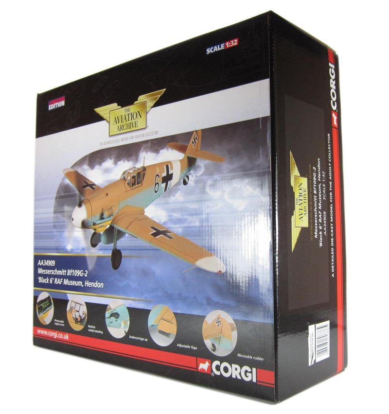 Corgi AA34909 Messerschmitt Bf109G-2 'Black 6' RAF Museum, Hendon - Chester Model Centre