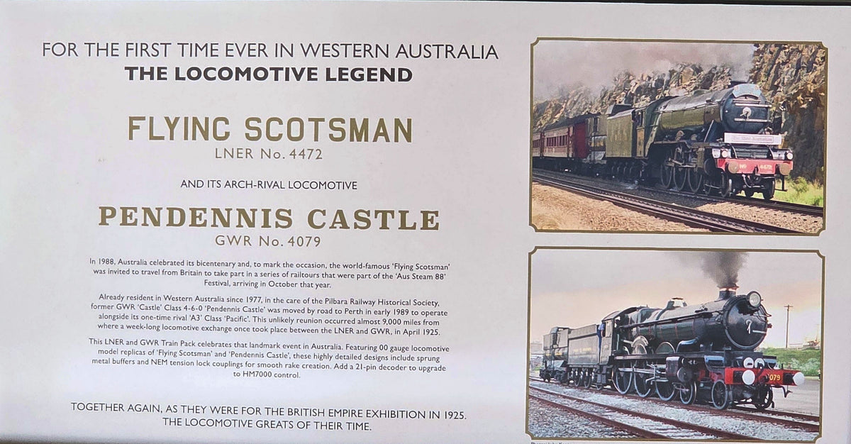 HORNBY R30465 LNER - Flying Scotsman & GWR - Pendennis Castle (Australian Tour) - Train Pack - DCC Ready 21 Pin - Chester Model Centre