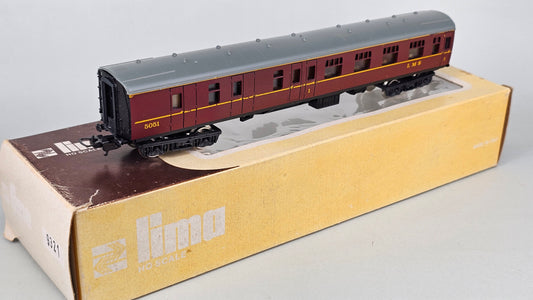 LIMA HO Scale 9321 LMS brake 1st-class corridor coach in crimson (boxed) Running No.5051 (we have three of these) - Chester Model Centre