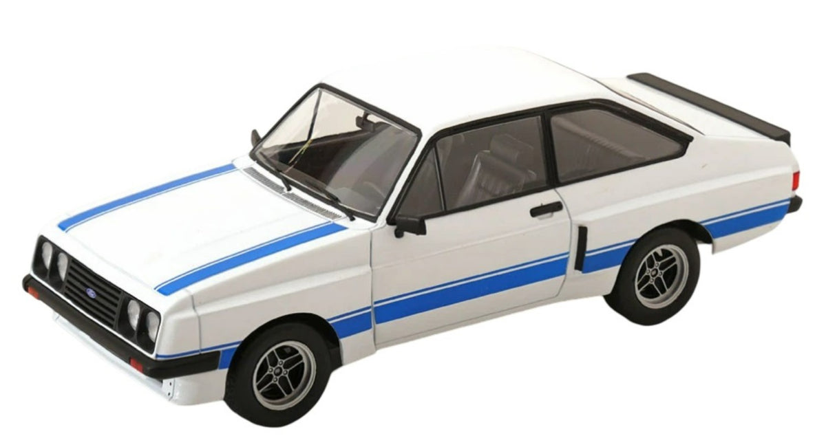 MODELCAR GROUP #MCG18350 - 1:18 Scale FORD ESCORT MKII RS 2000 White With Blue Bonnet Stripes