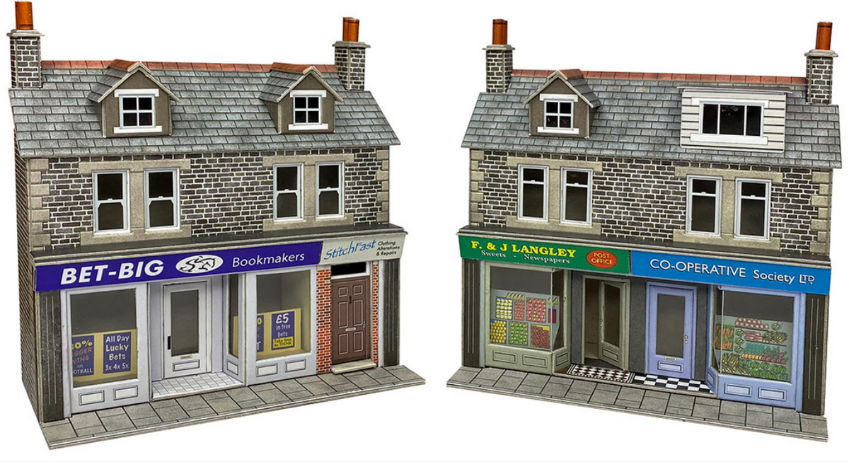 METCALFE PO307 00/HO Scale Low Relief Shop Fronts – Stone