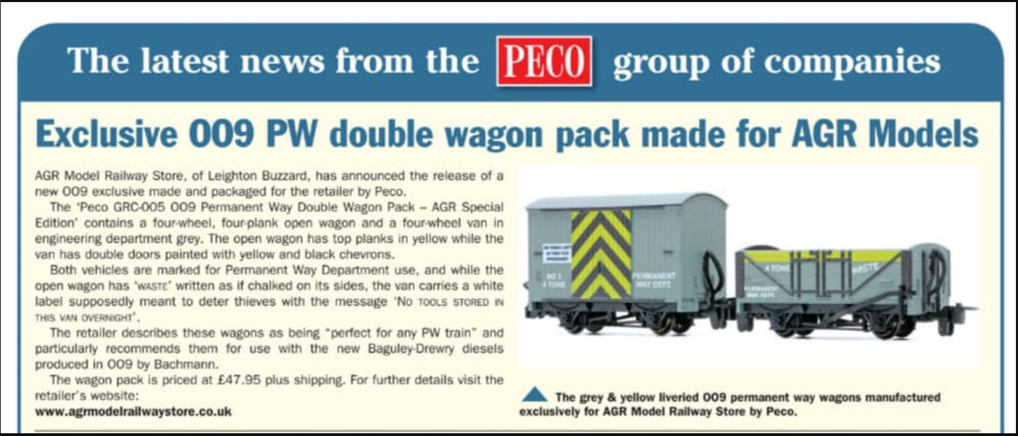 PECO GRC-005 Permanent Way Box Van and 4 Plank Open Wagon, AGR Special Edition. - Chester Model Centre