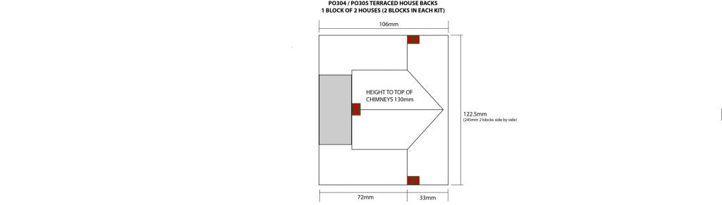 METCALFE PO304 00/HO Scale Low Relief Terraced House Backs – Brick - Chester Model Centre