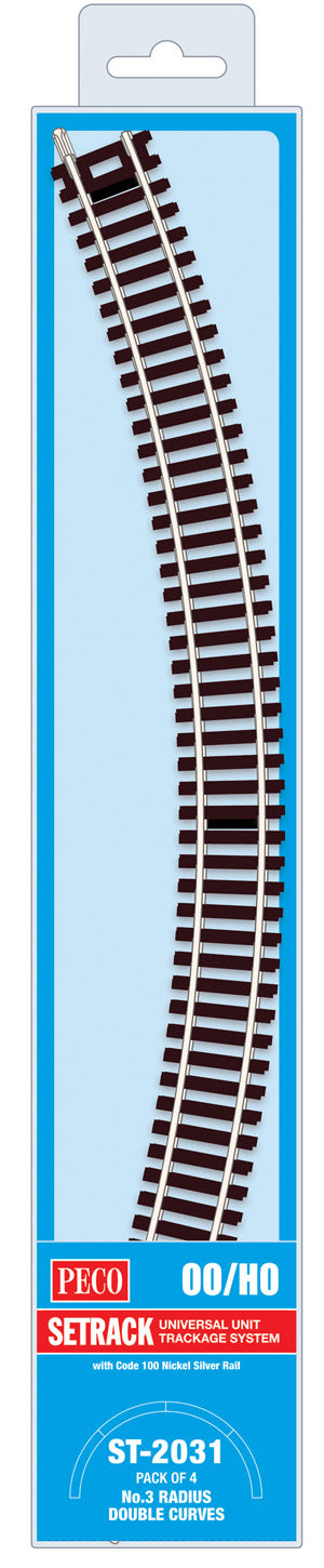 PECO ST-2031 Double Curve, 3rd Radius (Pack of 4) - Chester Model Centre