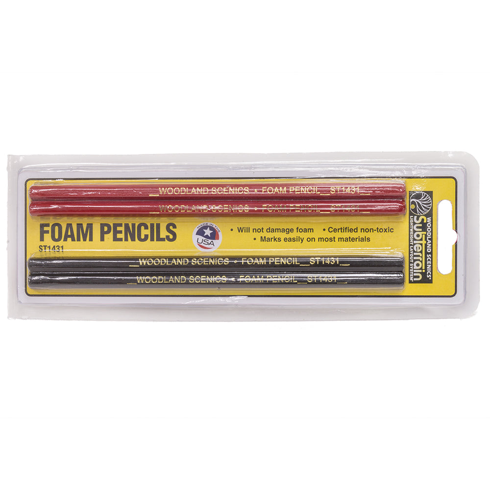 Woodland Scenics WST1431 Foam Pencils (2 Red & 2 Black)