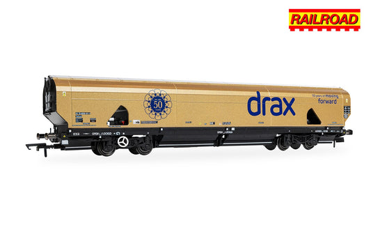 Hornby R60322 Drax - Biomass - Wagon - Gold Livery (Drax 50th Anniversary) - Chester Model Centre