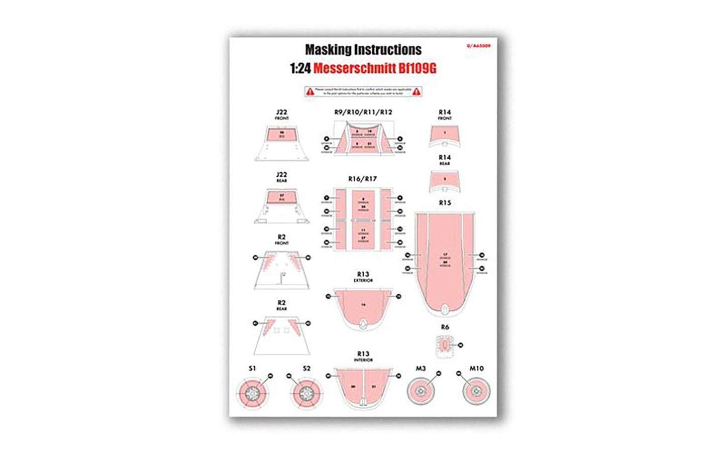 AIRFIX MASKING SET A65009 - 1:24 Scale Messerschmitt Bf109G (A17003) - Chester Model Centre