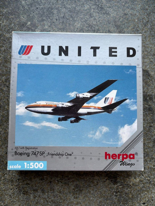 Herpa Wings 511797 United 'Friendship One" Boeing 747 SP - Chester Model Centre