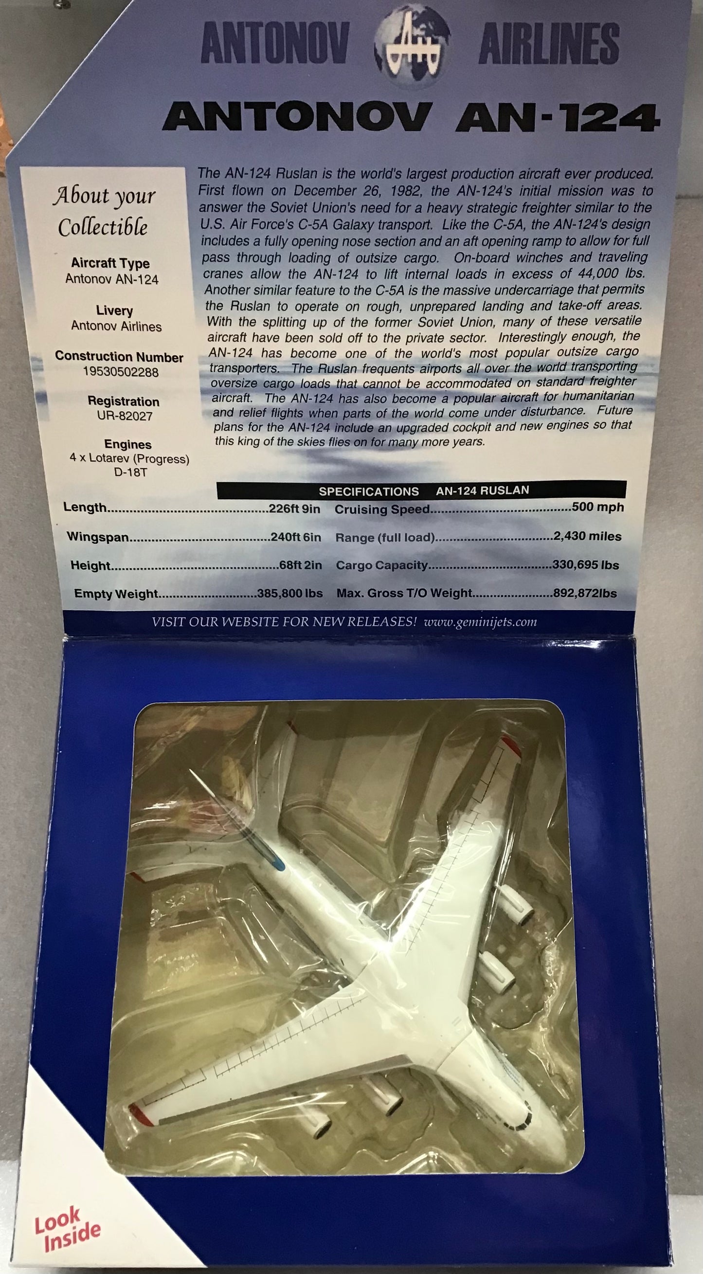 Gemini Jets 2 Antonov AN - 124 1:400 - Chester Model Centre