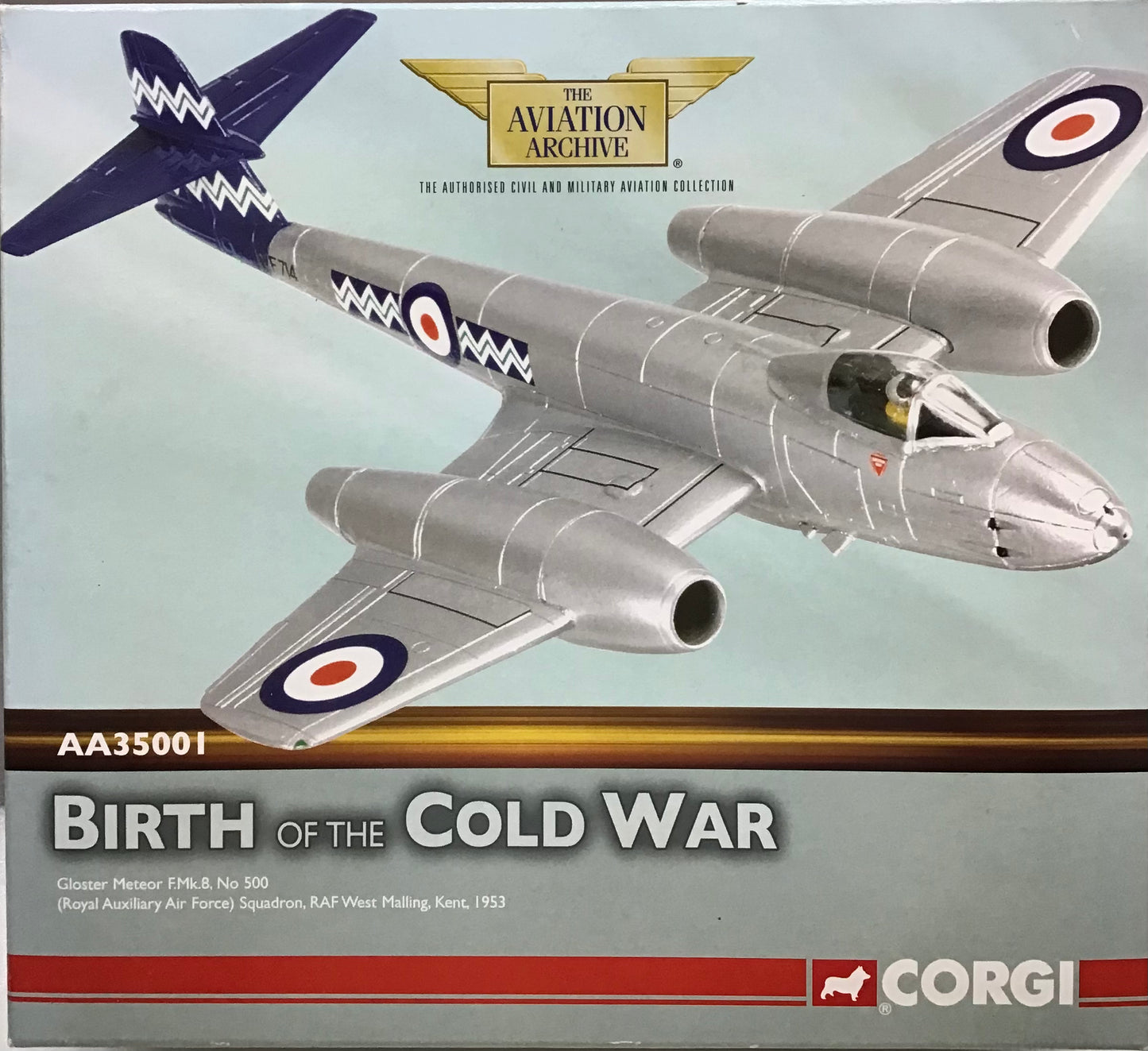 Corgi AA35001 Gloster Meteor F.Mk.8, No 500 (Royal Auxiliary Air Force) Squadron, RAF West Malling, Kent, 1953 - Chester Model Centre