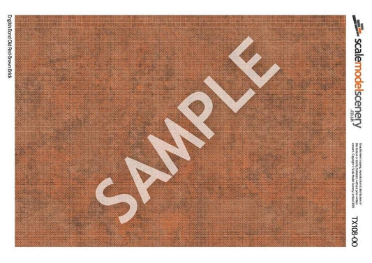 Scale Model Scenery TX108-OO Old Red Brown Brick Texture Paper (Pack of 5) - OO/4mm/1:76 - Chester Model Centre