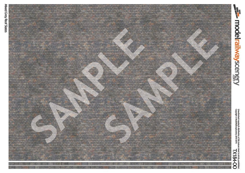 Scale Model Scenery TX184-OO Mixed Grey Roof Slates Texture Paper (Pack of 5) - OO/4mm/1:76 - Chester Model Centre