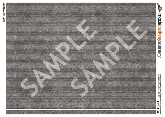 Scale Model Scenery TX184-OO Mixed Grey Roof Slates Texture Paper (Pack of 5) - OO/4mm/1:76 - Chester Model Centre
