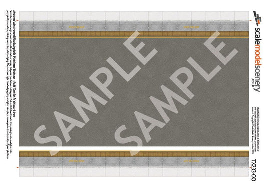 Scale Model Scenery TX233-OO Asphalt Platform Sheets With Network Rail Coping & Yellow Line ( Pk of 5) OO/4mm/1:76 - Chester Model Centre