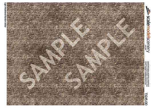 Scale Model Scenery TX245-OO Light Weathered Random Ashlar Brick Texture Paper (Pack of 5) - OO/4mm/1:76 - Chester Model Centre