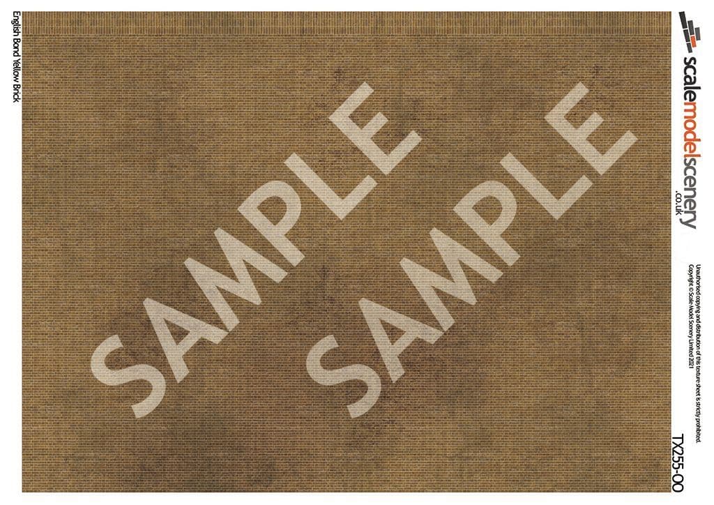 Scale Model Scenery TX255-OO English Bond Yellow Brick Texture Paper (Pack of 5) - OO/4mm/1:76 - Chester Model Centre