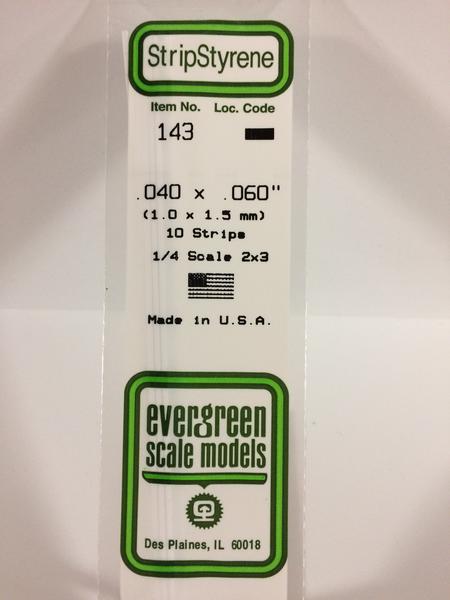 Evergreen 143 - 1.0 x 1.5mm Strips - Chester Model Centre