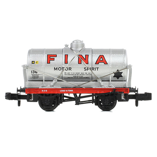 Graham Farish N Gauge 373-658A 14T Tank Wagon 'Fina' Silver - Chester Model Centre