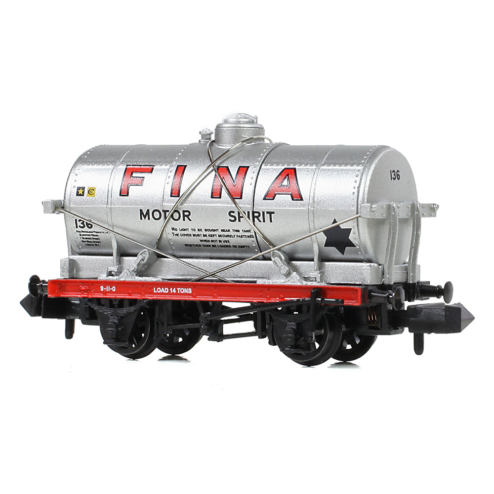 Graham Farish N Gauge 373-658A 14T Tank Wagon 'Fina' Silver - Chester Model Centre