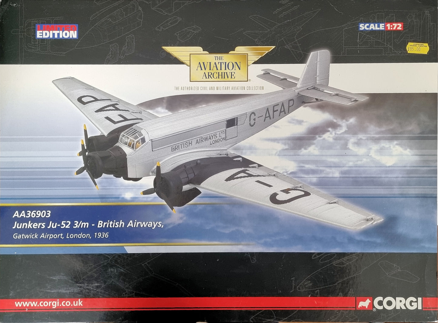 Corgi Aviation Archive AA36903 1:72 Junkers JU-52 - Chester Model Centre