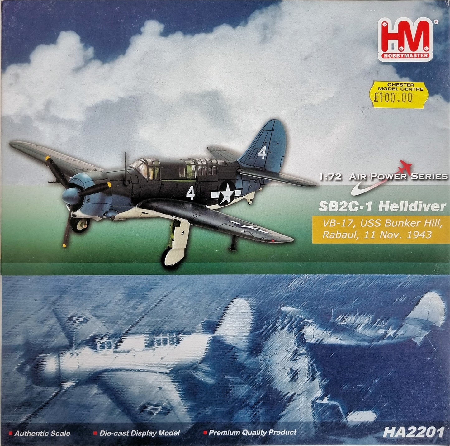 Hobbymaster HA2201 SB2C-1 Helldiver VB-17 USS Bunker Hill, Rabaul, 11 Nov 1943 - Chester Model Centre