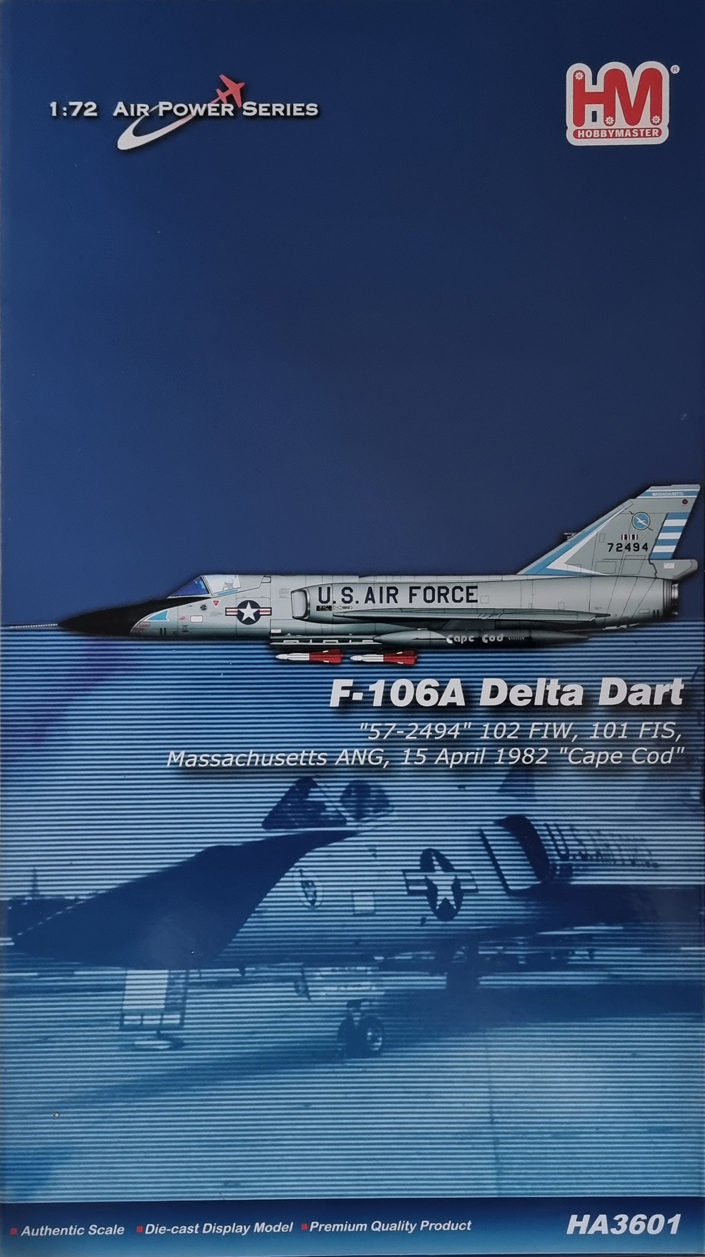 HobbyMaster HA3601 F-106A Delta Dart 57-2494 102 FIW, 101 FIS, Massachusettts ANG 15 April 1982 Cape Cod - Chester Model Centre