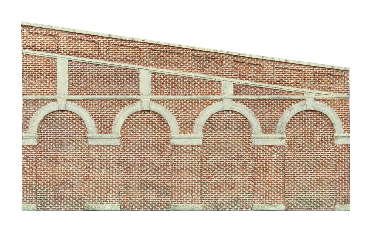 High Stepped Arched Retaining Walls x 2 (Red Brick) - Chester Model Centre