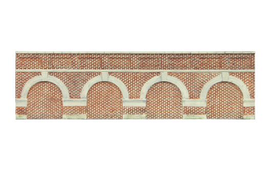Low Level Arched Retaining Walls x2 (Red Brick) - Chester Model Centre