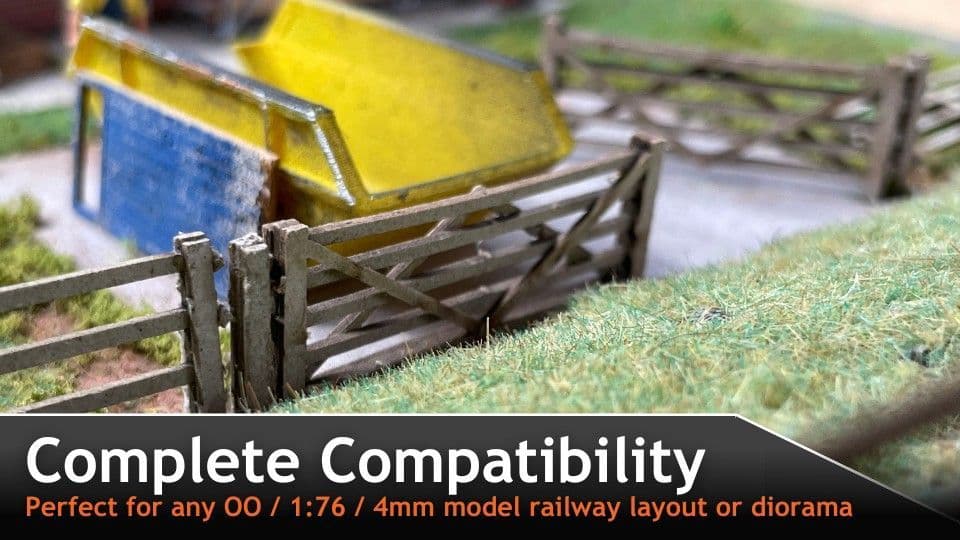 Scale Model Scenery LX001-OO Laser Cut Five Bar Gates & Posts (Pack Of 3) OO/4mm/1:76 - Chester Model Centre