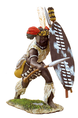 20021 Zulu War Zulu uMbonambi Regiment Attacking with Assegai No.1 - Chester Model Centre