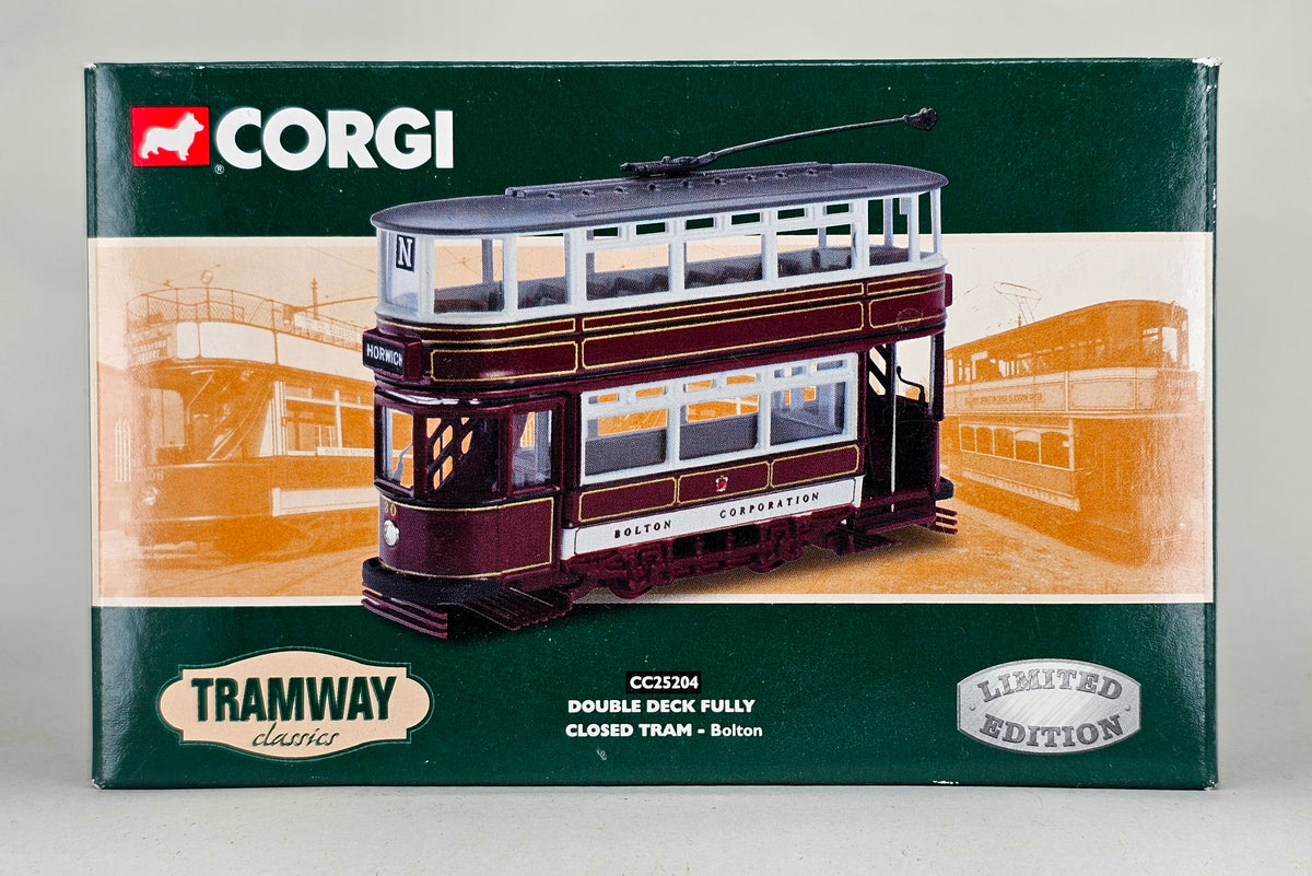 CORGI Limited Edition (0458/2800) Tramway Classics 1/76 Scale #CC25204 Double Deck Fully Closed Tram - Bolton Corporation
