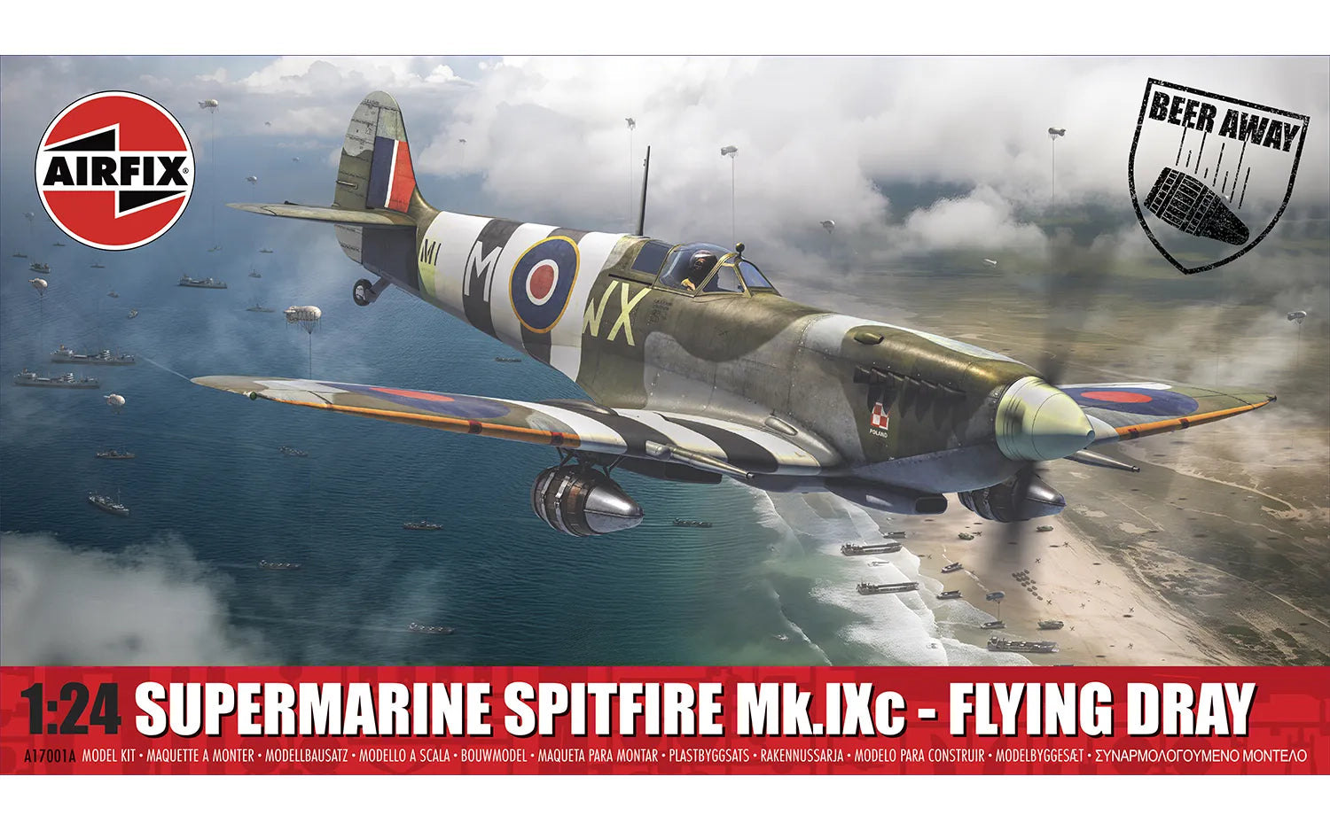 Airfix A17001A 1:24 Supermarine Spitfire Mk.IXc - Flying Dray with Airfix Pint Glass - Chester Model Centre