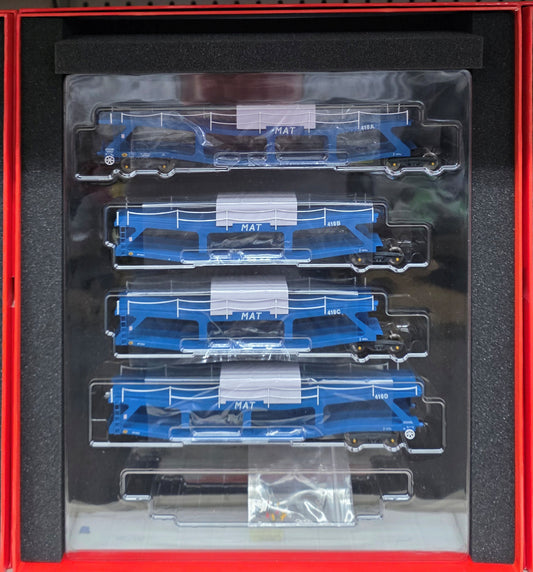 Revolution Trains RT-OO-CAR4-402B Quad set Cartic-4 car carrier - MAT Transauto Blue (Set B) - Chester Model Centre
