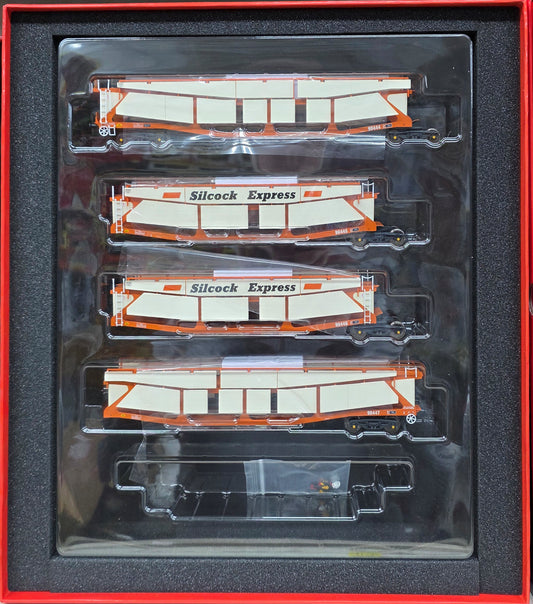 Revolution Trains RT-OO-CAR4-414A Quad set Cartic-4 car carrier - Silcock Express (Side Screens) (Set A) - Chester Model Centre
