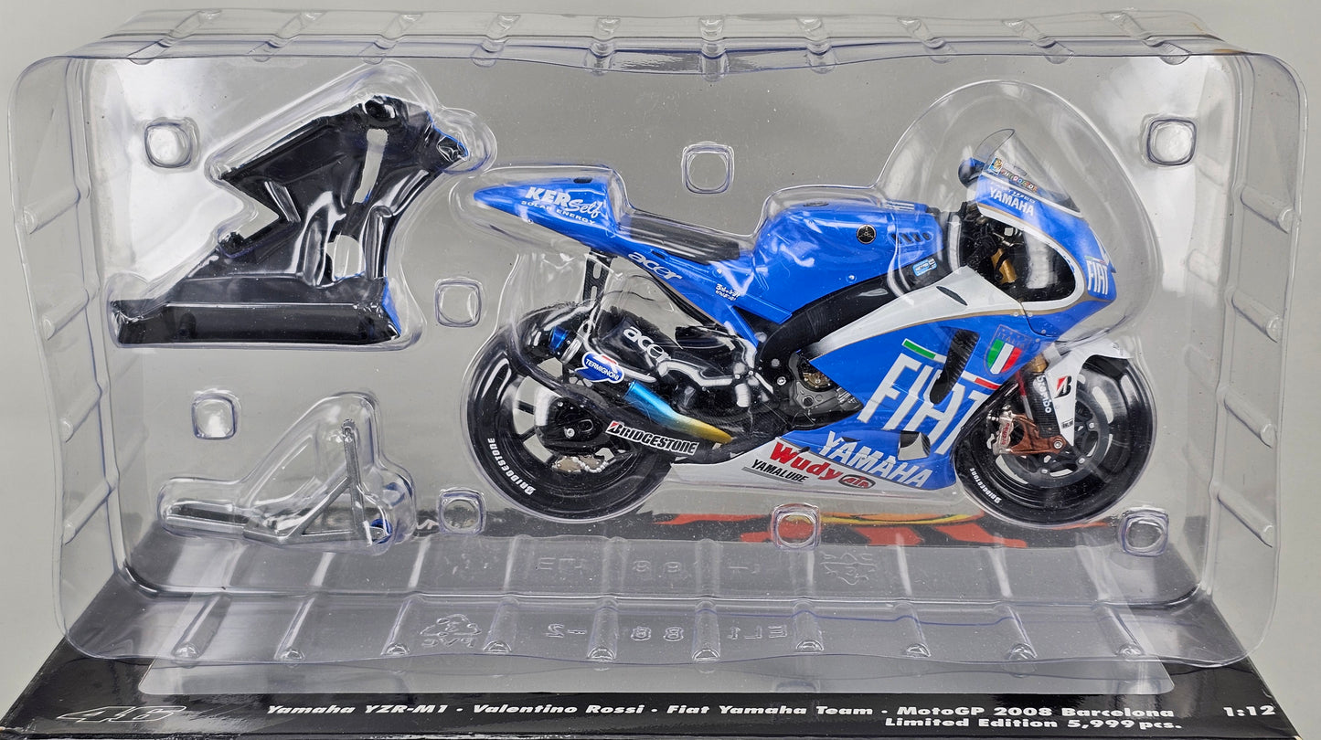 MINICHAMPS 122 083096 1/12 Scale Die-Cast YAMAHA YZR-M1 Valentino Rossi Fiat Yamaha Team MotoGP Barcelona 2008 - Chester Model Centre