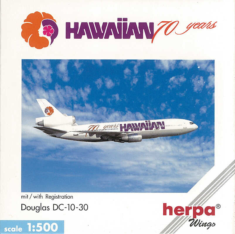 Herpa Wings 500180 Hawaiian 70 Years Douglas DC-10-30 (1:500) - Chester Model Centre