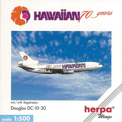 Herpa Wings 500180 Hawaiian 70 Years Douglas DC-10-30 (1:500) - Chester Model Centre