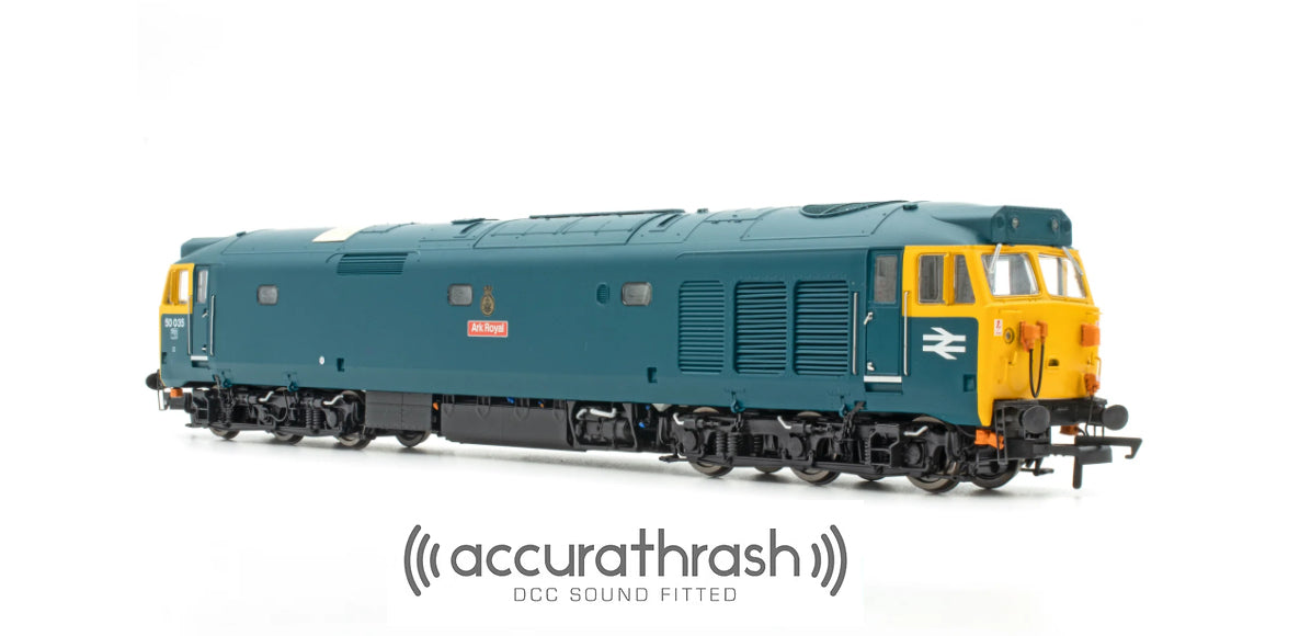 ACCURASCALE ACC2393-DCC BR Class 50 Locomotive 50035 ARK ROYAL (BR Blue Pre-Refurbishment - Era 7 (Accurathrash DCC Sound Fitted)