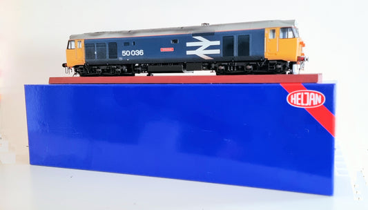 Heljan 7mm (O Gauge) 4030 - Class 50 036 'Victorious' BR Large Logo Blue Weathered Diesel Locomotive - Chester Model Centre