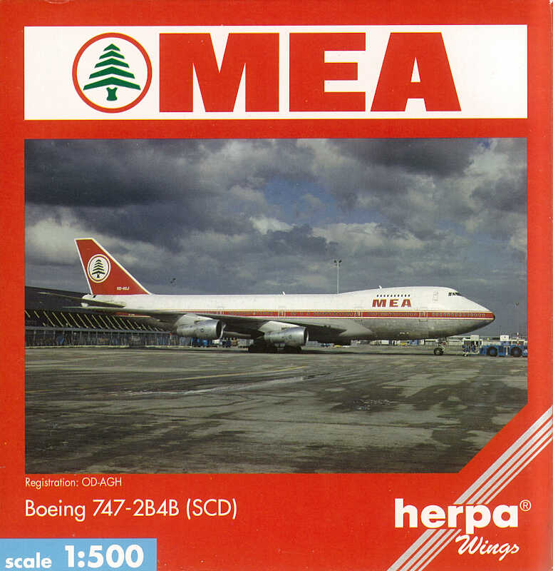 Herpa Wings 1:500 MEA Boeing 747-2B4B (SCD) Herpa Wings 1:500 MEA Boeing 747-2B4B (SCD) 502658 - Chester Model Centre