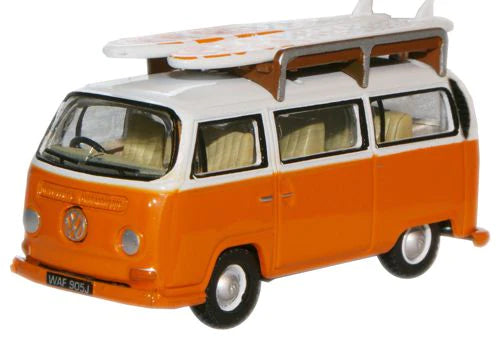 Oxford Diecast Signal Orange White VW Bay Bus - 1:76 Scale - Chester Model Centre