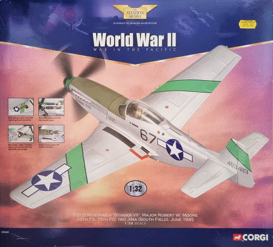 Corgi AA34401 P51D Mustang - 'Stinger VII', Major Robert W. Moore 45th FS, 15th FG, Iwo Jima (South Field), June 1945 - Chester Model Centre