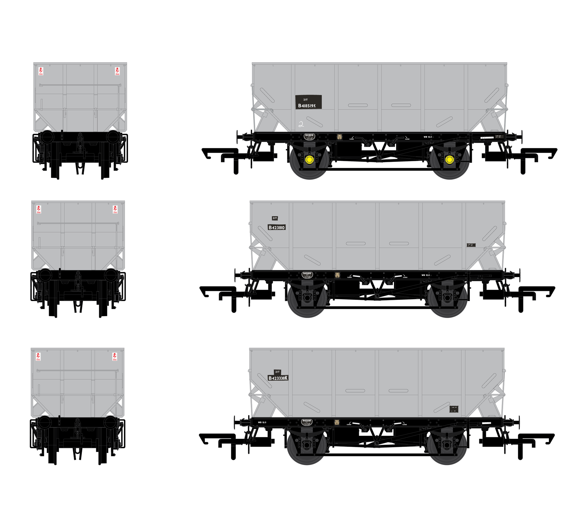 ACCURASCALE (ACC2533) BR HOPPER 21T Triple Pack B - BR Freight Grey - Chester Model Centre