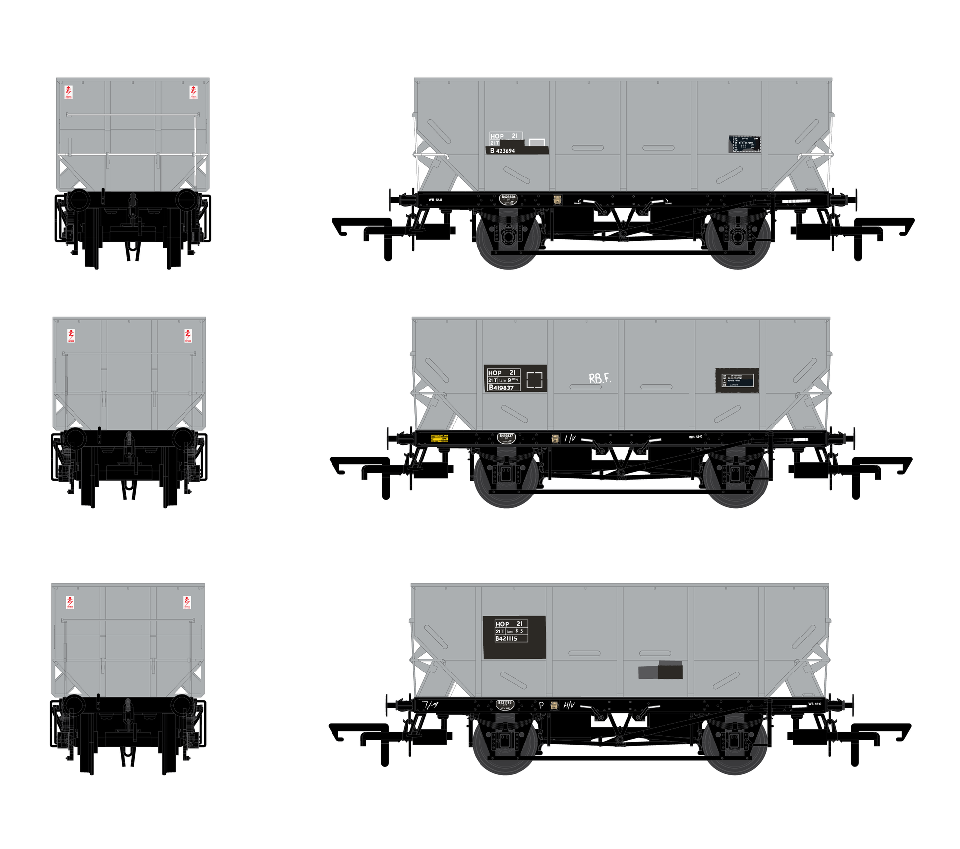 ACCURASCALE (ACC2534) BR HOPPER HOP21 Triple Pack C - BR Freight Grey - Chester Model Centre