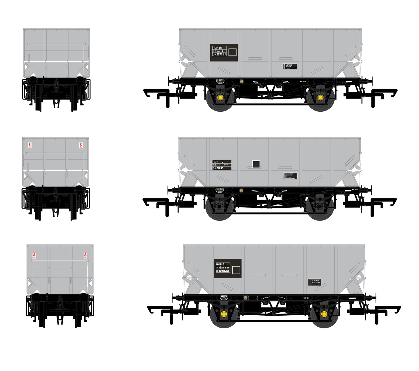 ACCURASCALE (ACC2537) BR HOPPER HOP21 Triple Pack D - BR Freight Grey - Chester Model Centre